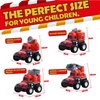 GEIQWNTOY Fire Truck Toy Cars for Boys Girls Ages 2-4 - 4 Pack Press N Go Toy Cars for Toddlers 1-3 Emergency Vehicle Toys for 1 2 3 Year Old Birthday Gift, Pull Back Cars for Construction Sand Box