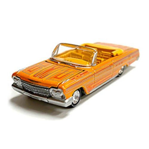 1962 Chevy Impala SS Convertible Yellow with Graphics Custom Lowriders Limited Edition to 4800 Pieces Worldwide 1/64 Diecast Model Car by Auto World CP7739