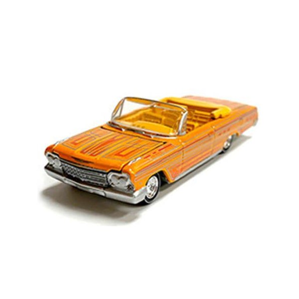 1962 Chevy Impala SS Convertible Yellow with Graphics Custom Lowriders Limited Edition to 4800 Pieces Worldwide 1/64 Diecast Model Car by Auto World CP7739
