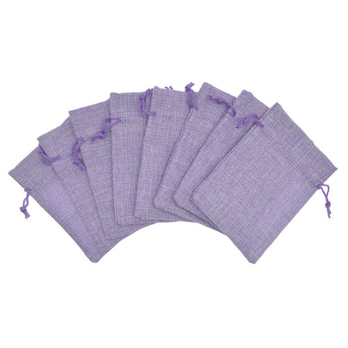 Bezall 50Pcs Burlap Bags with Drawstring 2.7 x 3.5 inch, Linen Gift Bags Jewelry Pouches Sachets for Wedding Party Favor, DIY Crafts, Presents (Light Purple)