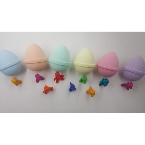 SPA PURE LITTLE DINOS BOMBS: 6 EGG-SHAPED bath bombs for kids with surprise LITTLE DINOS inside, USA Made, Handmade, Natural Bath Bombs, Birthday Gift idea for Kids, Spa Parties