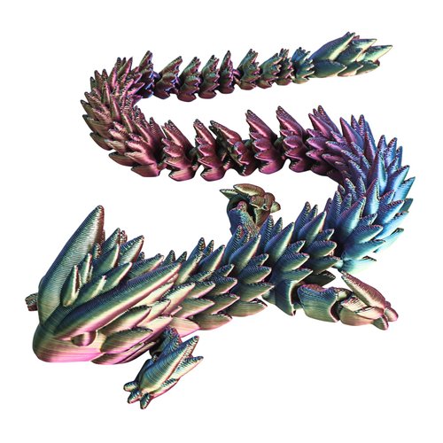 ATESSON 3D Printed Dragon,3D Printed Animals, Multi Color Articulated Dragon,12" 3D Dragon,3D Printed Toys,Home Office Decor Executive Desk Toys,1 Piece (Colorful)