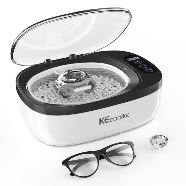 KECOOLKE Ultrasonic Jewelry Cleaner, 750ml Sonic Cleaner with Digital Timer for Eyeglasses, Rings, Coins，Silver，Denture Ultrasonic Cleaner Solution for Gifts