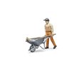 Bruder Toys - Bworld Municipal Worker in Dungarees and Cap Action Figure with Grasping Hands and Moveable Limbs and Head - Figure Includes Broom, Shovel, and Wheelbarrow - Ages 4+