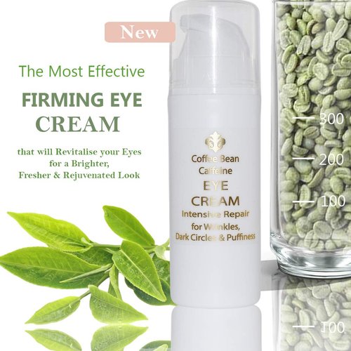 Fleur De Lis Naturals Coffee Bean Caffeine Anti Aging Eye Cream for Dark Circles, Eye Bags, Fine Lines, Puffiness. Best Anti Aging Eye Cream Moisturizer for Wrinkles, Crows feet, Puffy Eyes