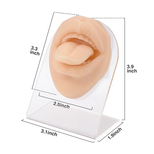 SimCoach Piercing Practice Body Parts, Tongue&Mouth Piercing Practice Model, 3D Flexible Silicone Mouth Simulation Model for Jewelry Display, Suturing Practice, Acupuncture Teaching Tool