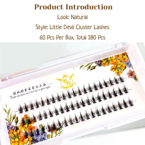 CB 3 Trays Cluster Eyelash, DIY Individual Extensions At Home, Eyelash Clusters False Eyelashes, Volume Eyelash Extensions, C Curl, Little-Devil, 180 Pcs In 3 Trays, 9-10-11mm Mixed