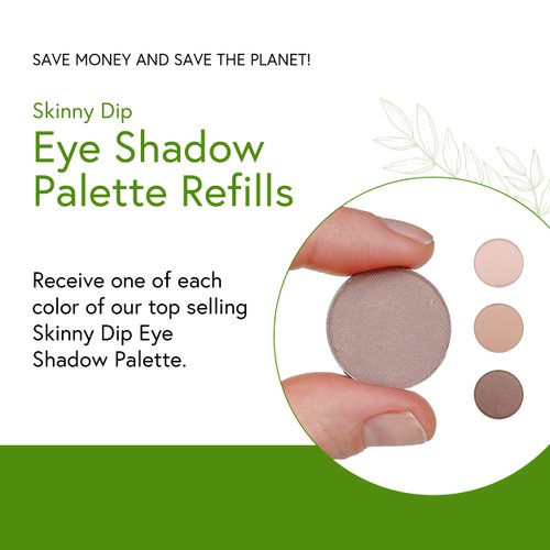 Honeybee Gardens Quad Eye Shadow Compact in Skinny Dip, Pink, Beige, Nude Tones, Refillable & Customizable, Vegan, 4 Pack 26mm Pans