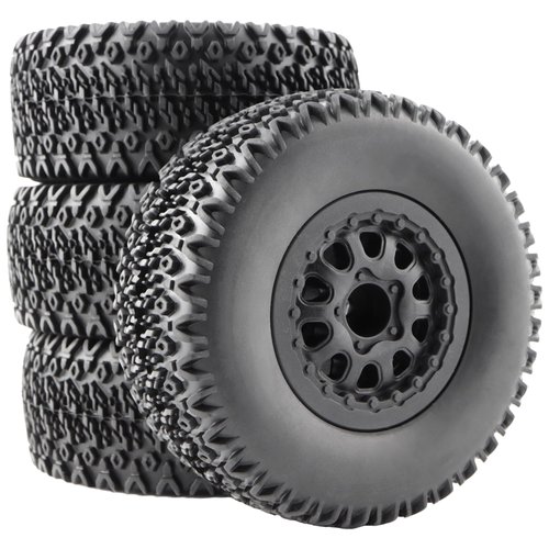 GDOOL 4-Pack 1:10 RC Rubber Car Tires On Road Tyres 12mm Hex Plastic Wheels Rims for Racing TT01 TT02 XV01 TA06 PTG2 94111 94188 94108 9125 X07 RC Cars