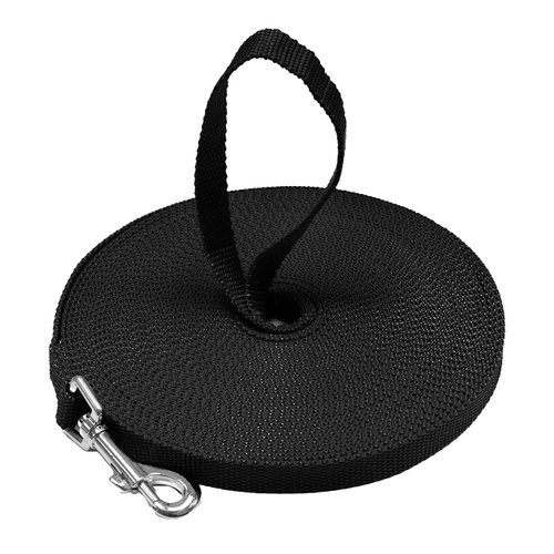 Downtown Pet Supply - Long Dog Leash - Dog Training Leash - Recall & Obedience Dog Training Tools - Nylon - 30 ft - Black Dog Leash