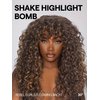 GORGIUS Shaggy Haircuts Natural Highlight Curly Wigs with Bangs Crafted with Style-Archive™ Technology: Premium Fiber & Remy Human Hair Blended, Realistic Look with True Scalp
