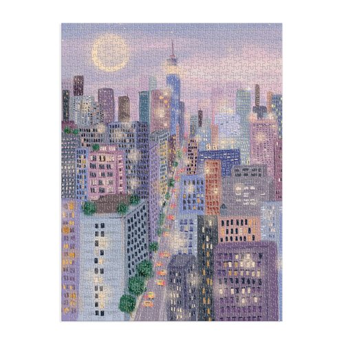 Galison City Lights 1000 Piece Puzzle in a Square Box from Galison - 1000 Piece Puzzle for Adults, Beautiful Illustrations from Joy Laforme, Thick and Sturdy Pieces, Idea