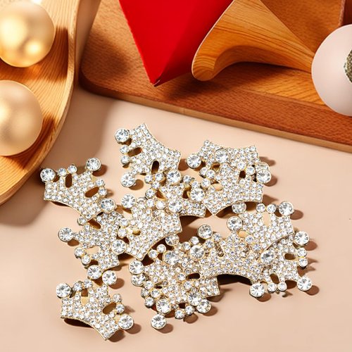 Rodvanvo 24 Piece Crown Jewelry Embellishment for DIY Handmade Hair Accessories Sneakers, Clothes, Party Decorations Gift Box ，Dress，Rhinestone Alloy Appliques Decorative Home Decor (Gold)