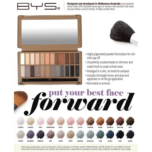 BYS Nude Exposed Eyeshadow Palette, 24 Colors in Tin Kit with Mirror - Highly Pigmented Matte & Metallic Shades