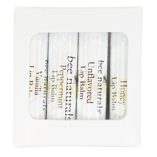 Bee Naturals Lip Balm -Variety Pack of 4- Beeswax, Cocoa Butter & Vitamin E Moisturizer for Dry, Chapped Lips Soothe, Heal, and Protect