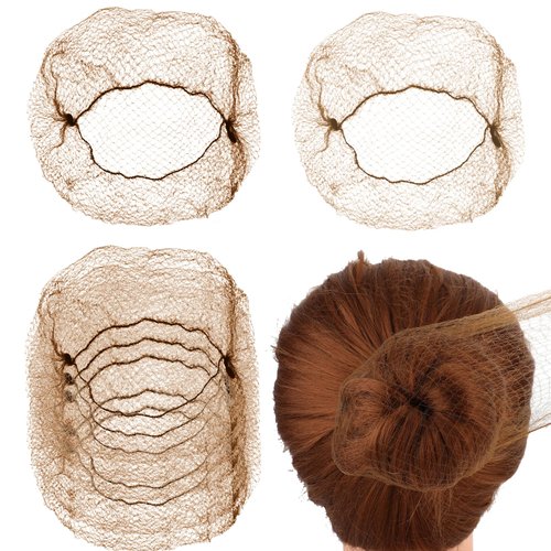 Prasacco 50 Pieces Hair Nets for Buns, Elastic Edge Mesh Hair Nets Hair Nets for Women Girls Invisible Hair Nets Nylon Hair Nets for Buns Ballet Hair Net for Girls Women Hair (50 cm/20 inch)(Brown)