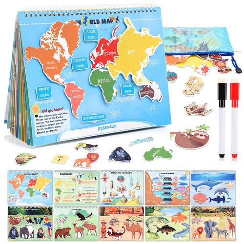 WethCorp Learning Toys for 3-8 Geography Busy Book Sensory Toys for Boys 3-6 Learning Toys for Kids Boys 4-9 Preschool Learning Activities 3-8 Year Old Girls Christmas Gift for Girls and Boys Ages 5-7