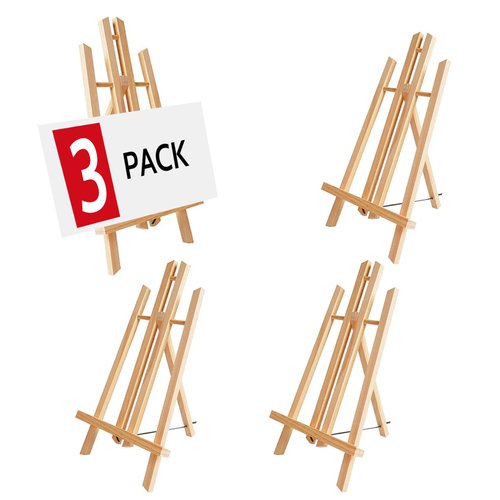 3Pack 16 Inch Wood Easels - Wooden Desktop Easel Stand, Multi-Purpose Art Easel for Painting Classes, Art Parties, Carrying & Quality Guaranteed