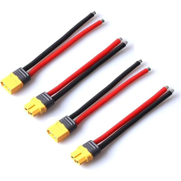 skrnrhrery XT 60 Plug Male Female Connector, with Sheath Housing Cover 14AWG Silicone Wire 10CM for RC Lithium Battery Cable Drone Car Boat 2 Pair Male Female Battery Wire