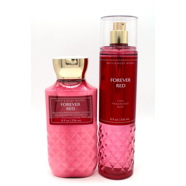 Generic Forever Red, BBW Bath and Body, Bundle Set of Body Lotion and Fine Fragrance Mist