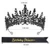 CAVETEE Princess Crown and Birthday Princess Sash,Black Birthday Tiara With Glitter Sash for Princess Party Decorations Happy Birthday Accessories Birthday Crown and Tiara for Women Girls