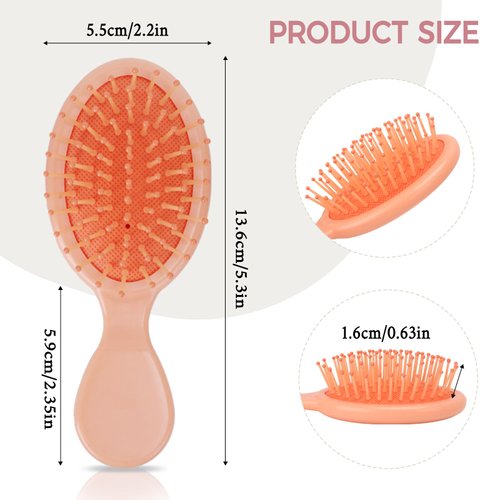 8 Pcs Mini Hair Brush, Mini Detangling Brush, Detangling Hair Combs Set, for Curly Hair, Wet Dry Hair Tangle Brush Multicolor