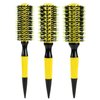 Healthcom 3 in 1 Ceramic & Ionic Bristle Round Barrel Hair Brush Set for Women & Men - Professional Styling, Blow Drying, Curling with Boar Bristle Brush & Scalp Comb (Yellow)