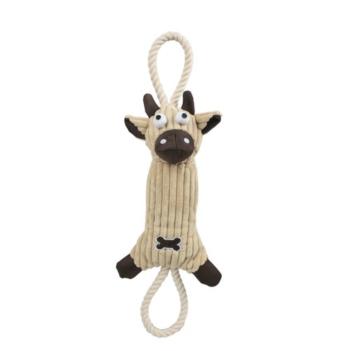 Pet Life 'Plush Pig' Eco-Friendly Natural Jute and Rope Squeak Chew Tugging Pet Dog Toy