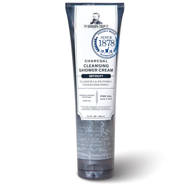 The Grandpa Soap Company Charcoal Body Wash Organic Hemp Oil + Mint Oils | Clean, Vegan & Cruelty Free Formula| Detoxifying Body Wash | Unisex | 9.5 Fl. Oz. Tube