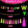 Qpout Neon Glow Party Supplies Includes Let's Glow Banner Neon Paper Tassels and Neon Triangle Banner Flags Glow in The Dark Party Supplies for Birthday Halloween Party Decorations
