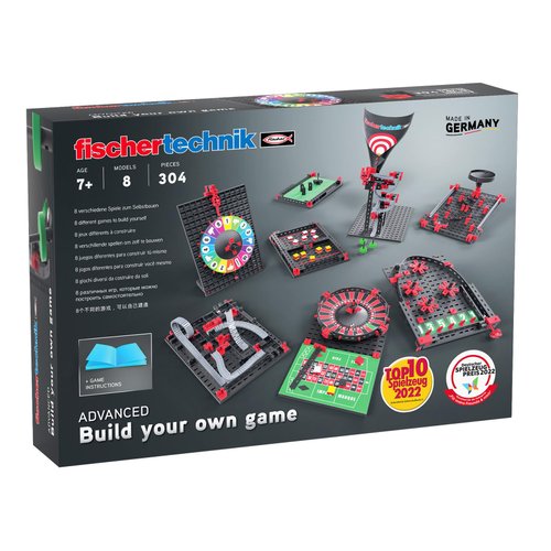 fischertechnik Build-Your-Own-Game 564067 Building Kit, Games Collection with Roulette, Maze and More, Ages 7+