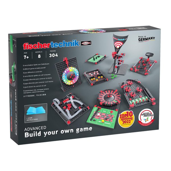 fischertechnik Build-Your-Own-Game 564067 Building Kit, Games Collection with Roulette, Maze and More, Ages 7+