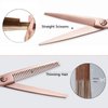 PURPLEBIRD Hair Cutting Scissors Thinning Shear Set Professional Barber 6 inch Texturizing Blending Shear Razor Edge Haircut Styling Kit for Men, Women, and Kids, Japanese Stainless Steel, Rose Gold