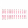 Foccna Pink Press on Nails Long,Flower Fake Nails Square Bling Glossy Rhinestone False Nail Tips Artificial Nails for Women and Girls-24pcs