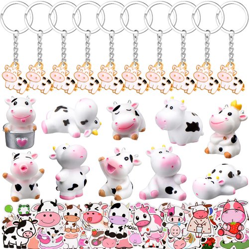 70 Pcs Cow Party Favors Supplies Mini Cute Cow Animals Miniature Figurines Toys Resin Cow Cake To...