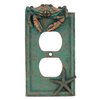 Top Brass Nautical Crab Starfish and Seashell Beach Electrical Cover Wall Plate Bronze/Verdigris Finish - Single Switch, Double, Rocker, Outlet (Outlet Cover)