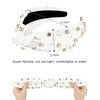 Wecoe 2 Pack Black White Knotted Headbands Rhinestone Pearl Headband For Women Girls Wide Headbands Non Slip Fashion Cloth Sparkly Diamond Beaded Headbands Hair Accessories For Women Girls Gifts