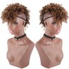 Aisaide High Puff Afro Ponytail Drawstring,Short Curly Ponytail Extension,Mohawk Kinky Synthetic Hair Bun with Bangs,Wrap Updo Clip in Hair Extensions with Six Clips and Two Comb