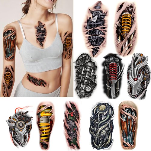 ROARHOWL Very cool machine 3D realistic fake tattoos，wound robot makeup Temporary Tattoos for men women (Design 6)