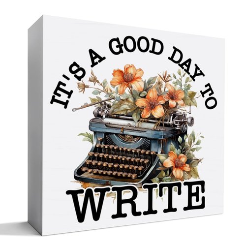 Writer Gifts for Men Women, Birthday Christmas Gift for Author Novelist Typewriter Write Home Office Desk Decor, It's a Good Day to Write, Wooden Box Sign