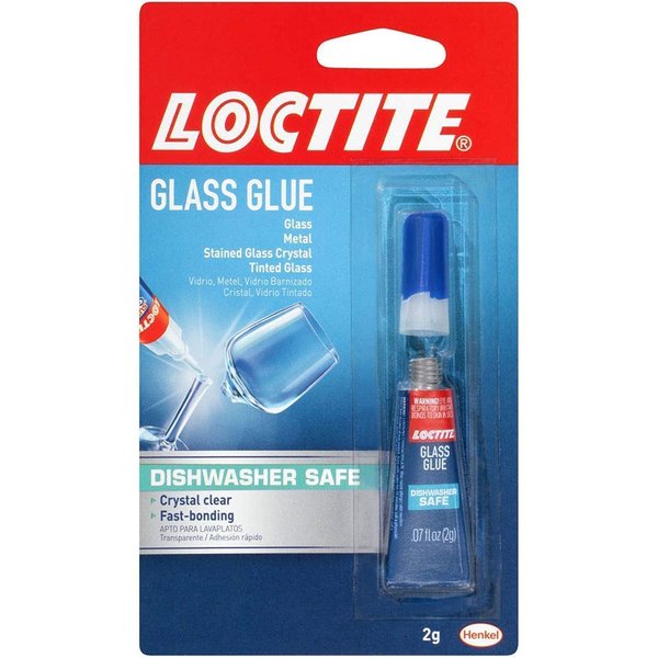 Loctite Glass Glue, Dishwasher Safe, Dries Clear & Fast Bonding, Works on Tinted Glass, Plastic & Metals - 0.07 Oz Tube, 1 Pack