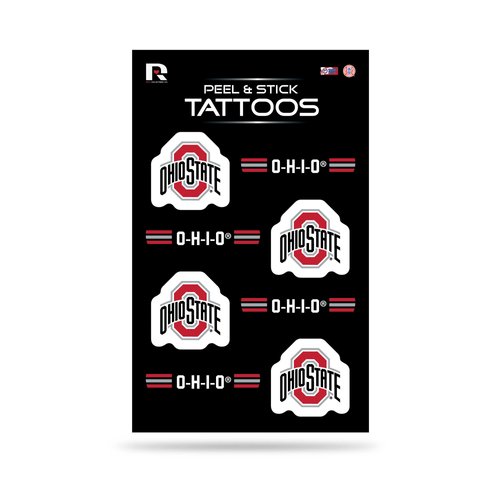 Rico Industries NCAA Ohio State Buckeyes Peel & Stick Temporary Tattoos - Eye Black - Game Day Approved!