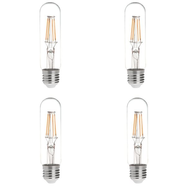 HERO-LED T10-DS-4W-WW27 Dimmable T10 E26/E27 4W Tubular Style LED Vintage Antique Filament Bulb, 40W Equivalent, Warm White 2700K, 4-Pack