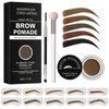 Eyebrow Stamp Stencil Kit - for Waterproof Eyebrows Makeup, Eyebrow Stamp Kit with Sponge Applicator, 10 Eyebrow Stencils, Dual-ended Brow Brush, Waterproof Eyebrow Pomade (Light Brown)