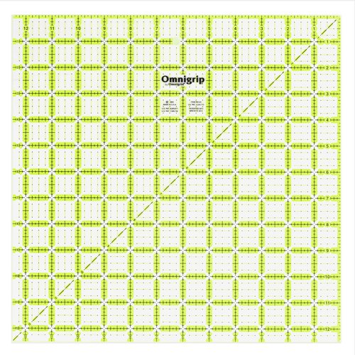 Omnigrid Omnigrip x 12-1/2" Non-Slip Square Quilting Ruler, Clear