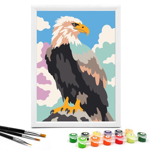 Nariolar Paint by Numbers for Kids Ages 4-8 with 7X9.5 inch Pre-Printed Cardboard,12 Acrylic Paint Pots and 3 Painting Brushes, Craft Gift Room Decor for Children,(Goshawk)