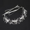 Braveamor Silver Bridal Hair Vine Bohemian Style Wedding Headpiece Crystal Pearl Headband Flower Leaves Halo Wedding Hair Accessories