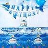 WERNNSAI Shark Party Supplies Set-33 Pcs Blue Ocean Birthday Party Decorations Disposable Under The Sea Party Tablecloth Plates Napkins for Boys Baby Shower Ocean Shark Theme Party Serve 16 Guests