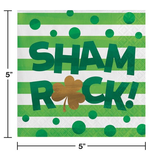 Creative Converting Irish Shamrock Beverage Napkins, 5", Multi-color