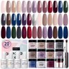 AZUREBEAUTY 29 Pcs Dip Powder Nail Kit Starter, 20 Colors Nude Brown Glitter Purple Blue Dipping Powder Liquid Set with Top/Base Coat Activator for French Nail Art Manicure DIY Salon Gifts for Women